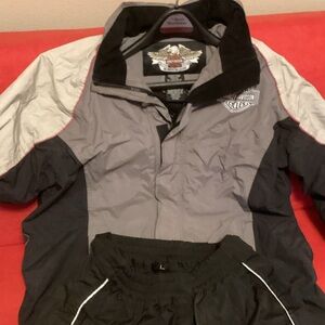 Harley-Davidson Two-Tone Rain Gear Set Jacket with Logo on Chest